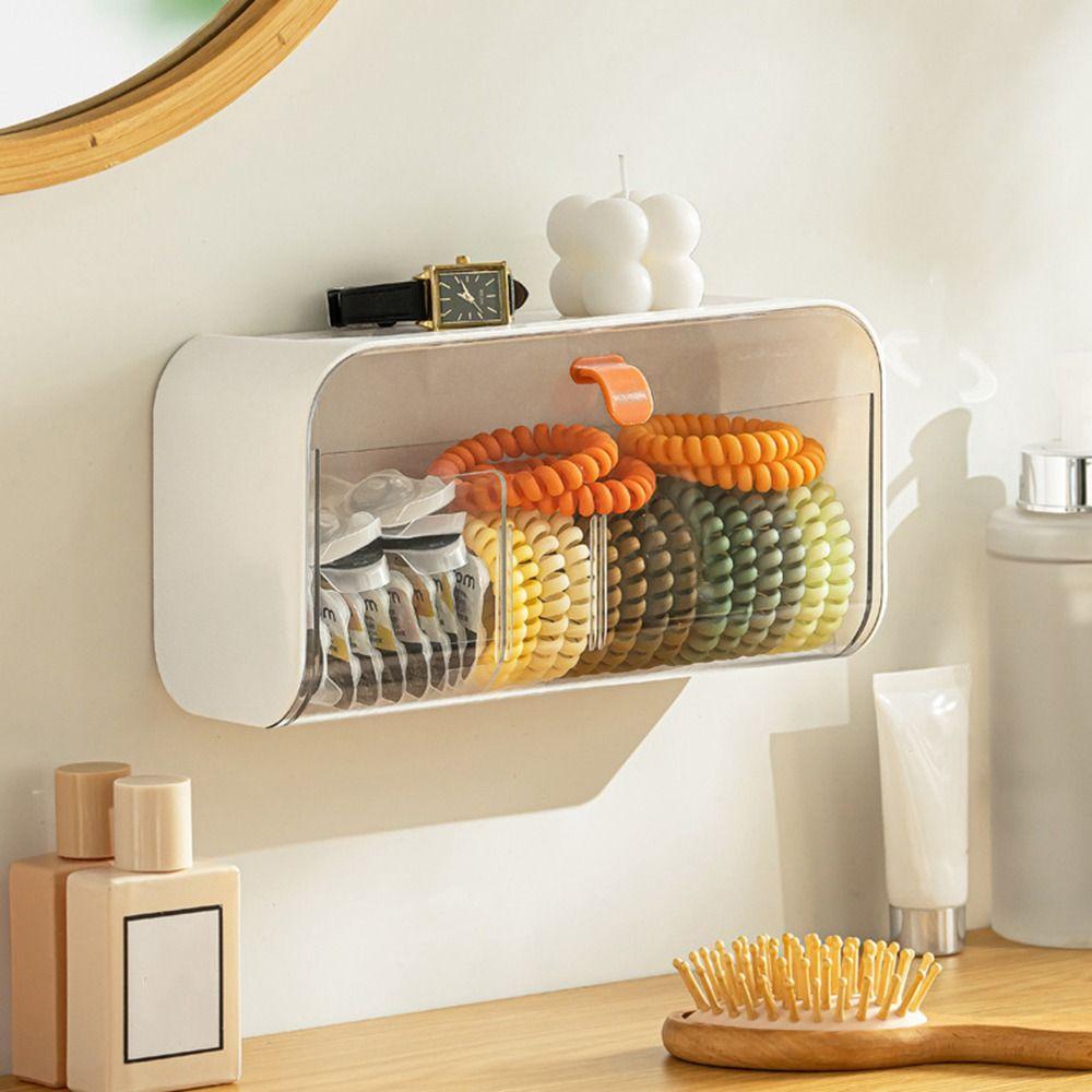 Transparent Cotton Pad Storage Box Plastic Jewelry Storage Shelf Cotton Swab Box  Bathroom