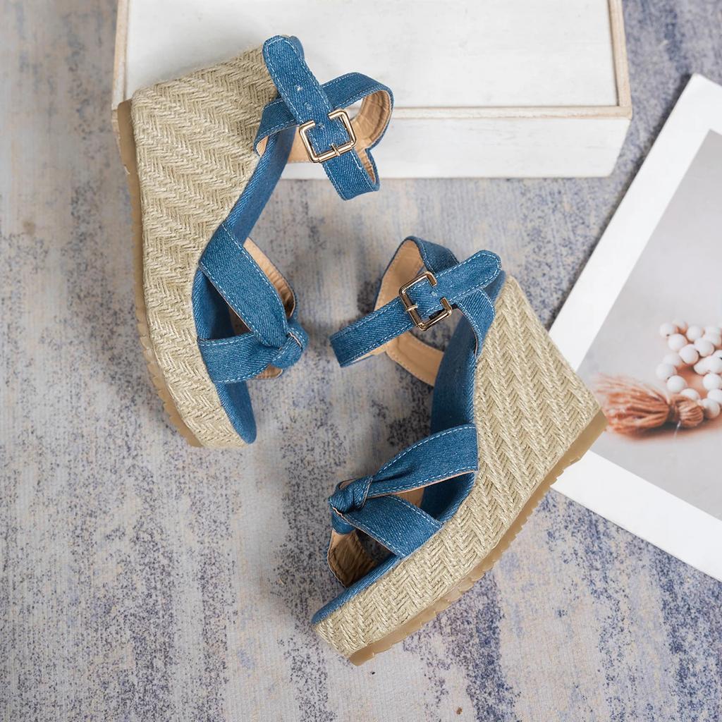 Fashion Women Wedge Sandals Thick Bottom Retro Open Toe Ladies Shoes 2025 Fashion Platform Plus Size High Heels Sandals Zapatos De Mujer