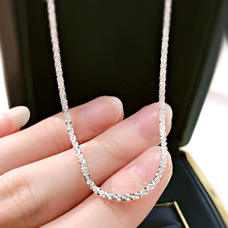 

Серебряное колье-цепочка S925 с блестящими элементами - Новый стиль, Роскошный и простой дизайн 925 Silver