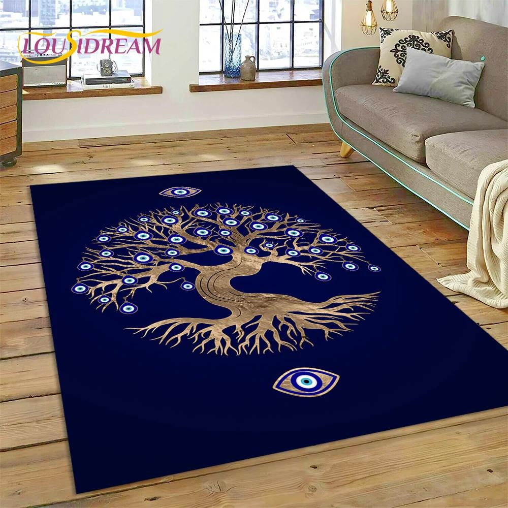 Evil Eye Turkey Blue Nazar Eye of Horus Rug Carpet for Living Room Bedroom Decor,Floor Mat Non-slip Decoration for Sofa Doormat