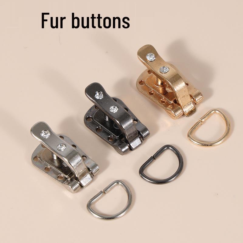 High-Quality Rhinestone Fur Coat Buttons and Buckle Set with Metal Snap and Duckbill Clasp