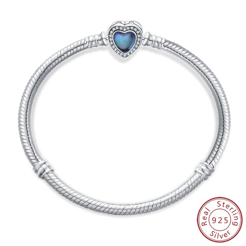 Real 925 Sterling Silver 17-20CM Butterfly Pet Ocean Starry Sky Original Bracelet Fit for Wedding Fine Jewelry DIY Making