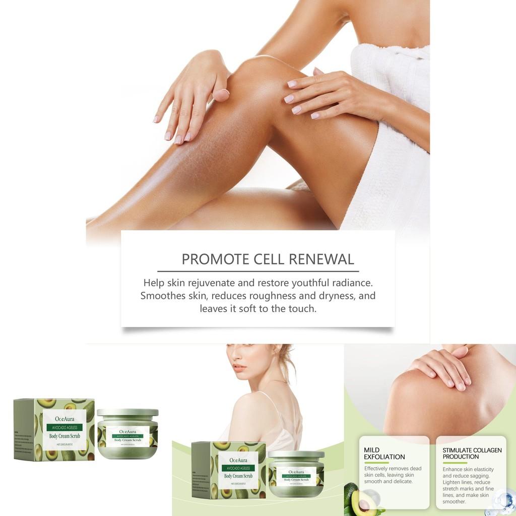 Oceaura Avocado Body Scrub Exfoliating Dead Skin Hydrating Nourishing Smooth Skin 250g