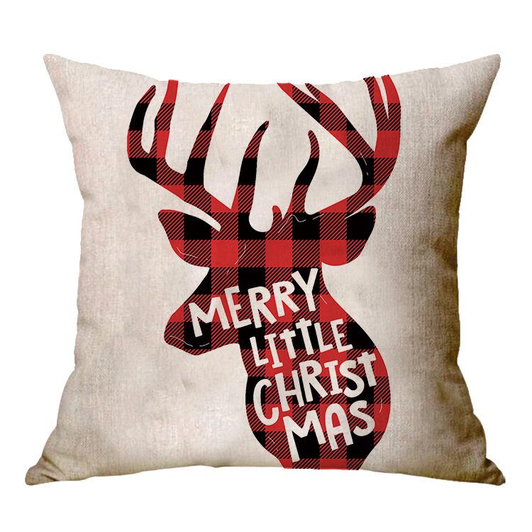 Christmas Decoration Cushion Cover Cartoon Elk Santa Cushion Cover Christmas Pillow Case Linen Decoration Pillow Home Decoration