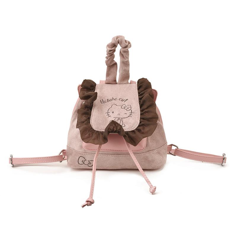 Sweet Ruffle Design Girls Backpack Cartoon Cute Kitten Baby Schoolbag Autumn And Winter Children S Backpack розовый