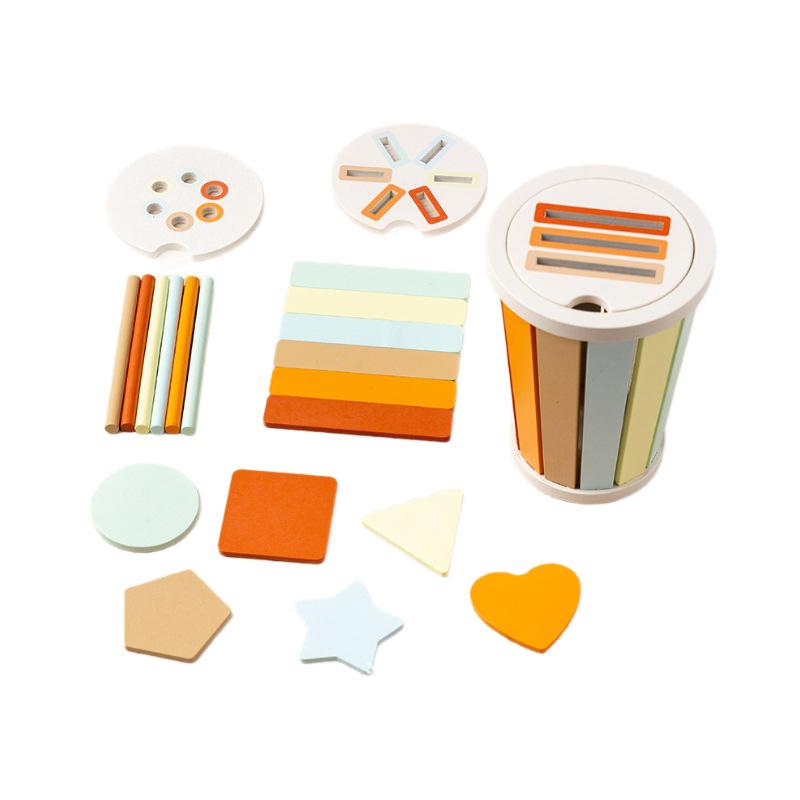 Montessori Wooden Color Sorting Game Bucket - Educational Toy for Toddlers