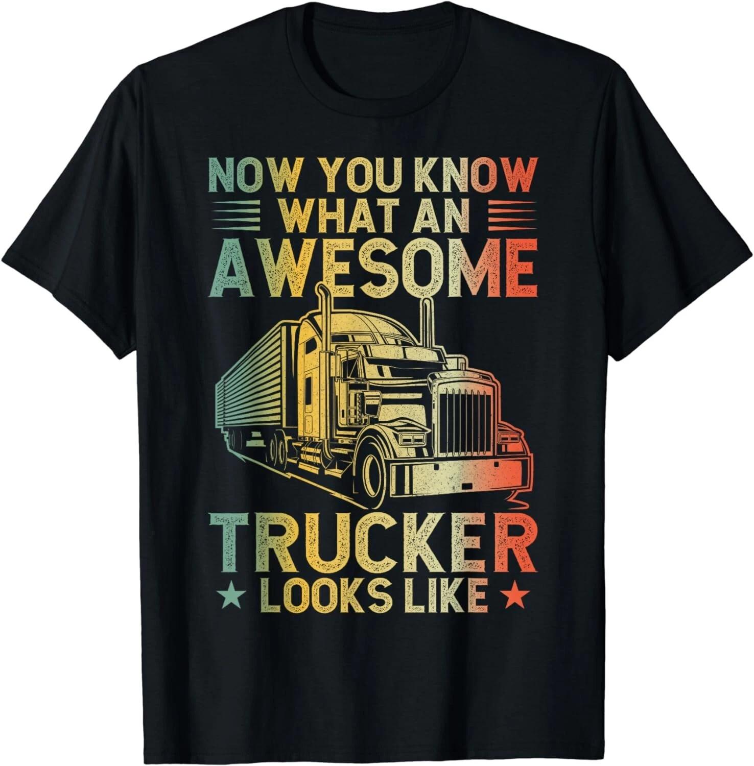 Vintage Trucker For Men Husband Semi Truck Driver Trucking Gift Unisex T-Shirt 4XL