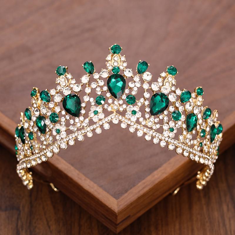 Vintage Barokke Koningin Kroon en Tiara Kristal Strass Kroon Bruids Diadeem Haar Sieraden Bruiloft Haaraccessoires Feest Tiara's