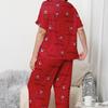 Women's Pajamas Casual Cartoon Print Loose Short Sleeve Trousers Home Suit