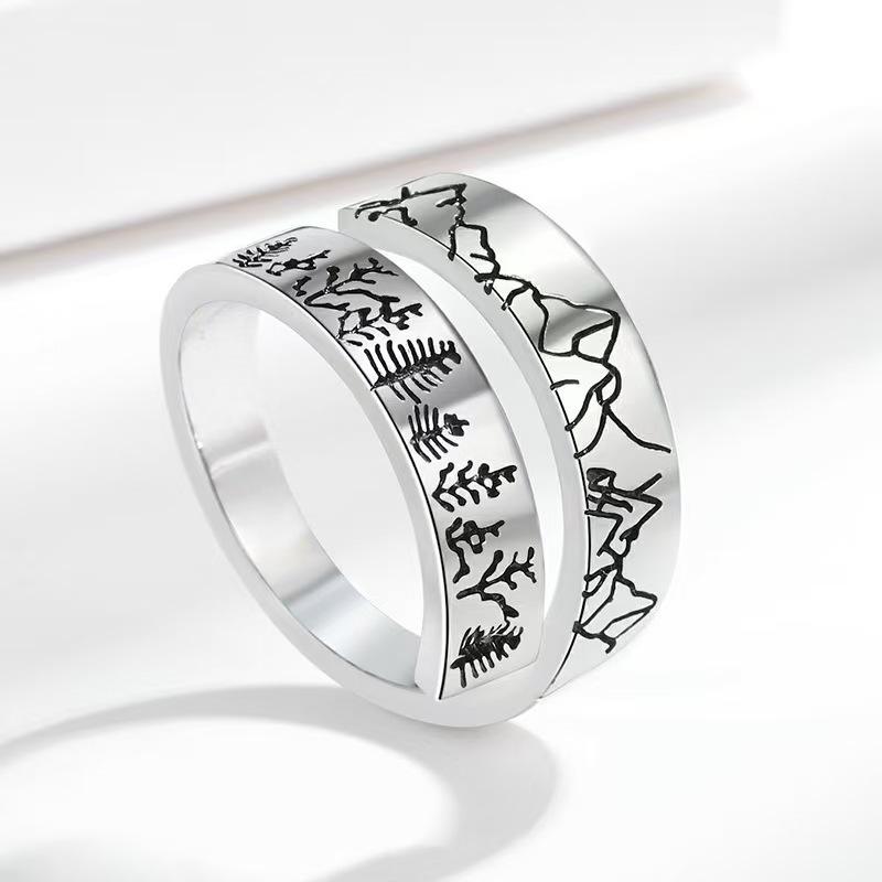 Nordic Style Adjustable Mountain Peak Ring for Women
