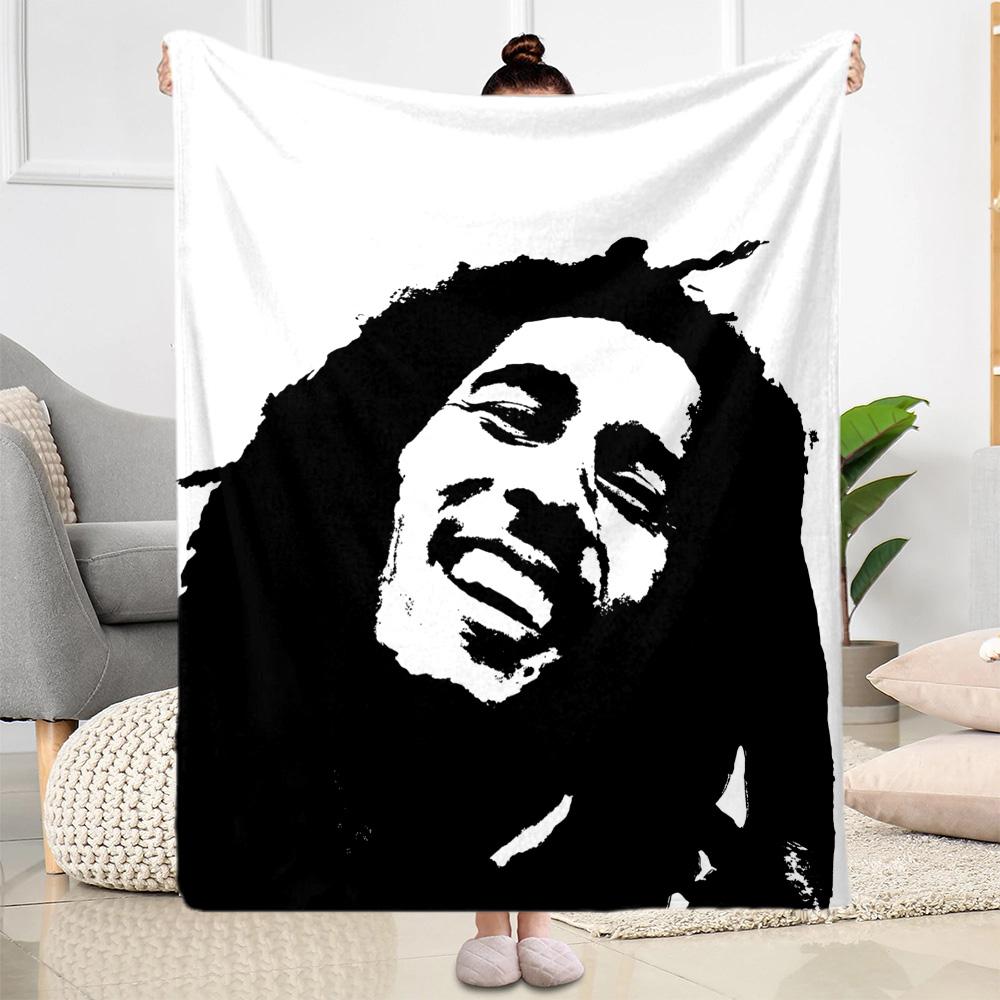 Bob Marley Rasta Blanket Durable Comfort Perfect For Chair Livingroom Sofa Four Seasons Universal Playful Design Birthday Christmas Gift Blanket