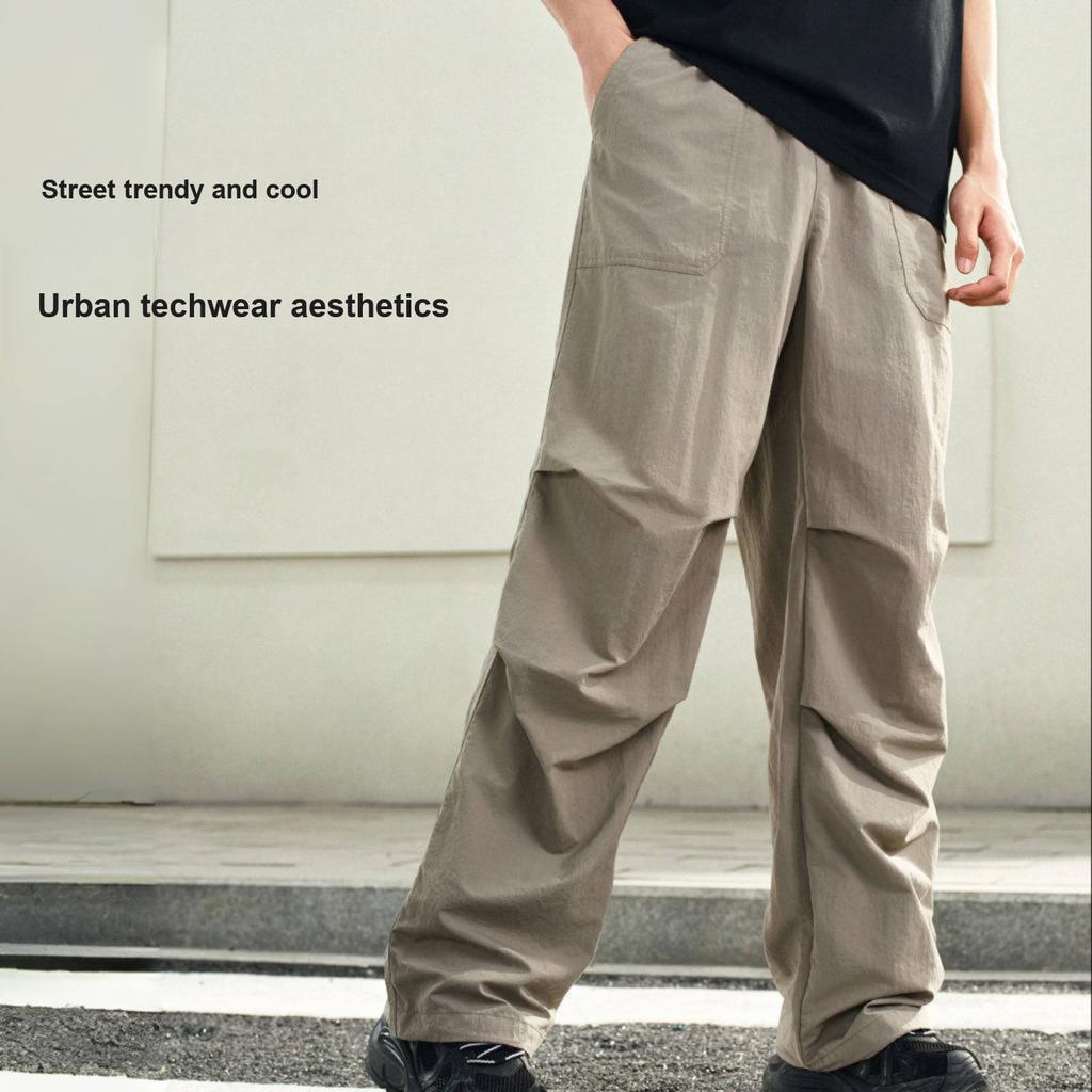 Anta Life Series Sports Simple Solid Color Straight Loose Breathable Casual Pants Men Bottoms Gray 952528505-3