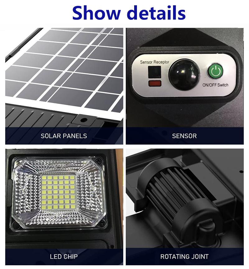 Najmocniejsze Zewnętrzne Lampy Solarnie 3 Tryby Pilot LED Słoneczne Oświetlenie Uliczne 720 LED Wodoodporna Lampa Ogrodowa do Domu i Podwórka