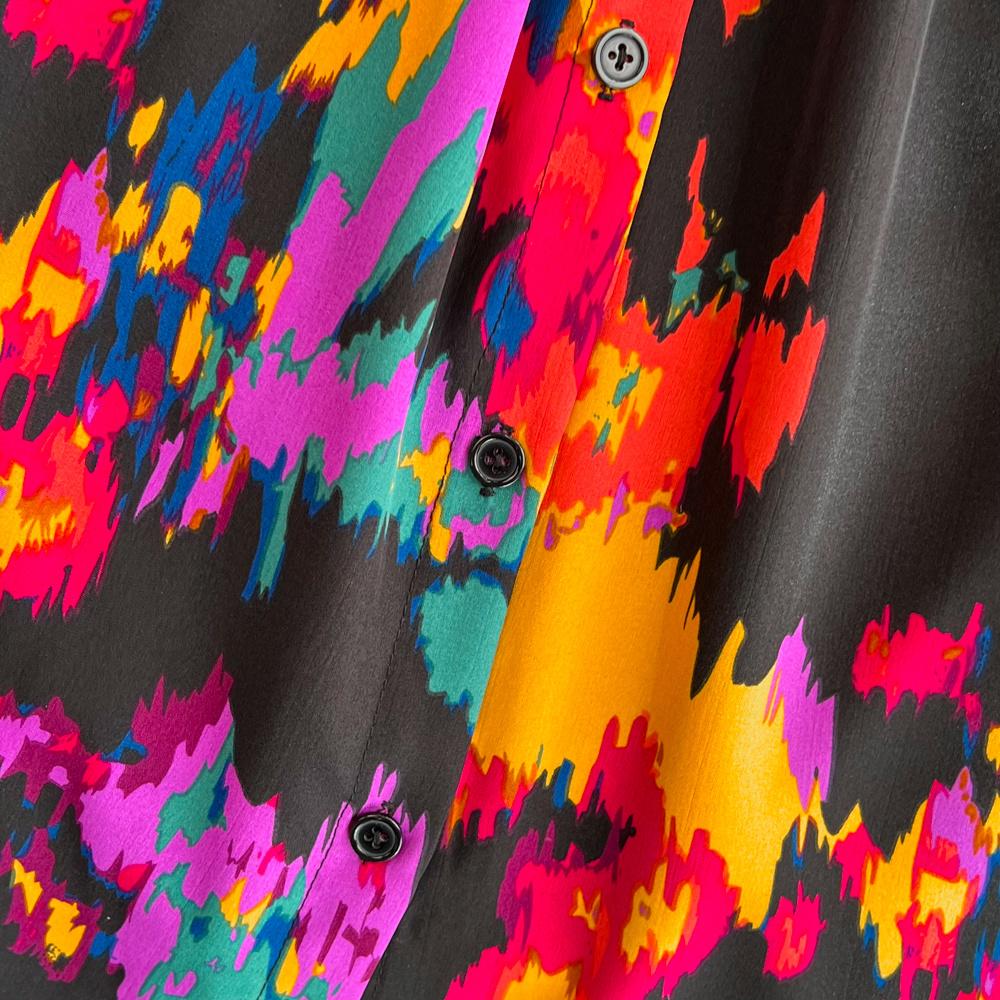 Nowa jesienna moda damska sukienka z kwiatowym nadrukiem skręcić w dół kołnierz z długim rękawem jednorzędowa linia w stylu vintage Midi sukienki imprezowe