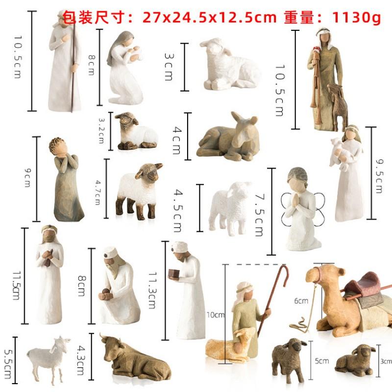 Resin Nativity Scene Set Christmas Tabletop Decoration 20-Piece Figurine Collection With Manger Stable