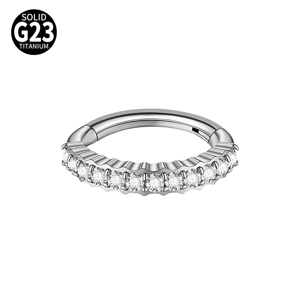1pc G23 Titanium Split Ring with Multi Slanted Marquise Round White CZ Septum Nose Ring Cartilage Helix Tragus Piercing Jewelry