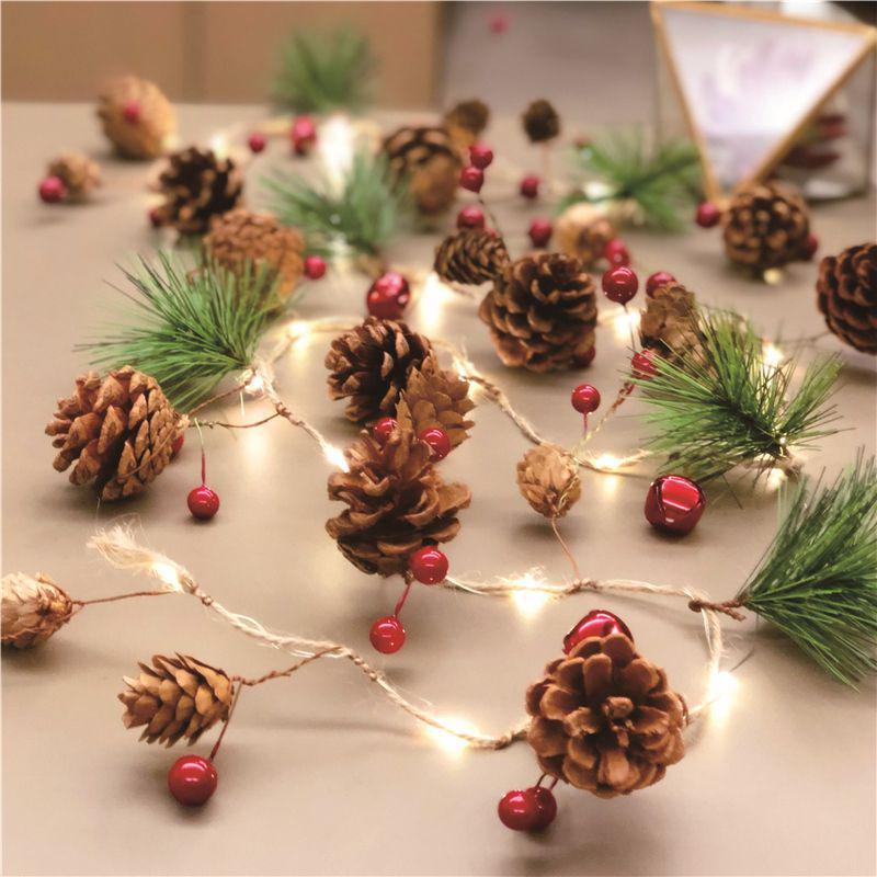LED String Lights with Pine Cones & Bells for Christmas Tree, Holiday, Living Room & Bedroom Décor