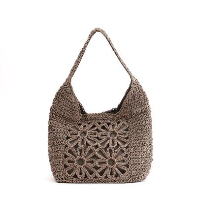 Cuco Flower Motif Paper Tote Bag 2513112043 Greige (026)