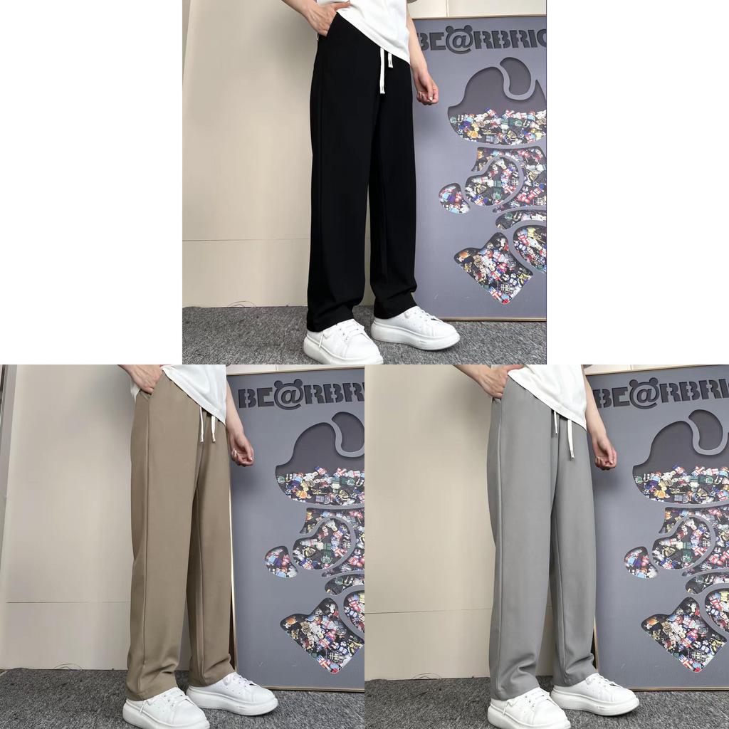 Men Casual Pants With Elastic Waist And Straight Leg For Winter Lounge Comfort