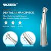 Niceden Dental 1:1 LED Fiber Optic Handpiece Internal Water Spray Contra Angle Push Button Chuck Blue Ring Low Speed Handpiece