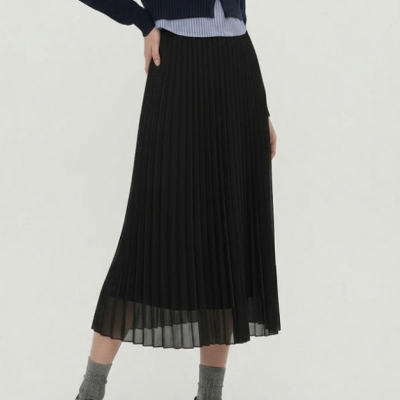 Shop   Women S Up To Xl Chiffon elaStic Pleated Long Skirt wdmS wSk tS14767584