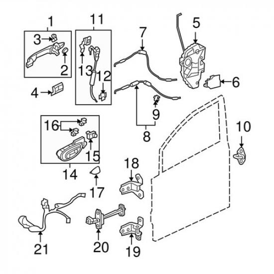 För 06-11 Honda Civic Ytterdörrhandtag Öppningsvajer Vänster eller Höger 72131SNAA01