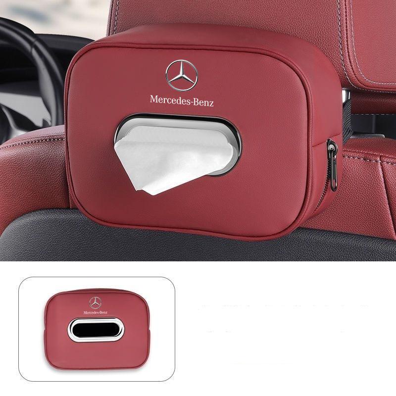 Leather Car Seat Tissue Box Storage Bag Tool For Mercedes Benz A B C E S Class CLA CLS SLK GLA GLC GLB GLK AMG W204 W205