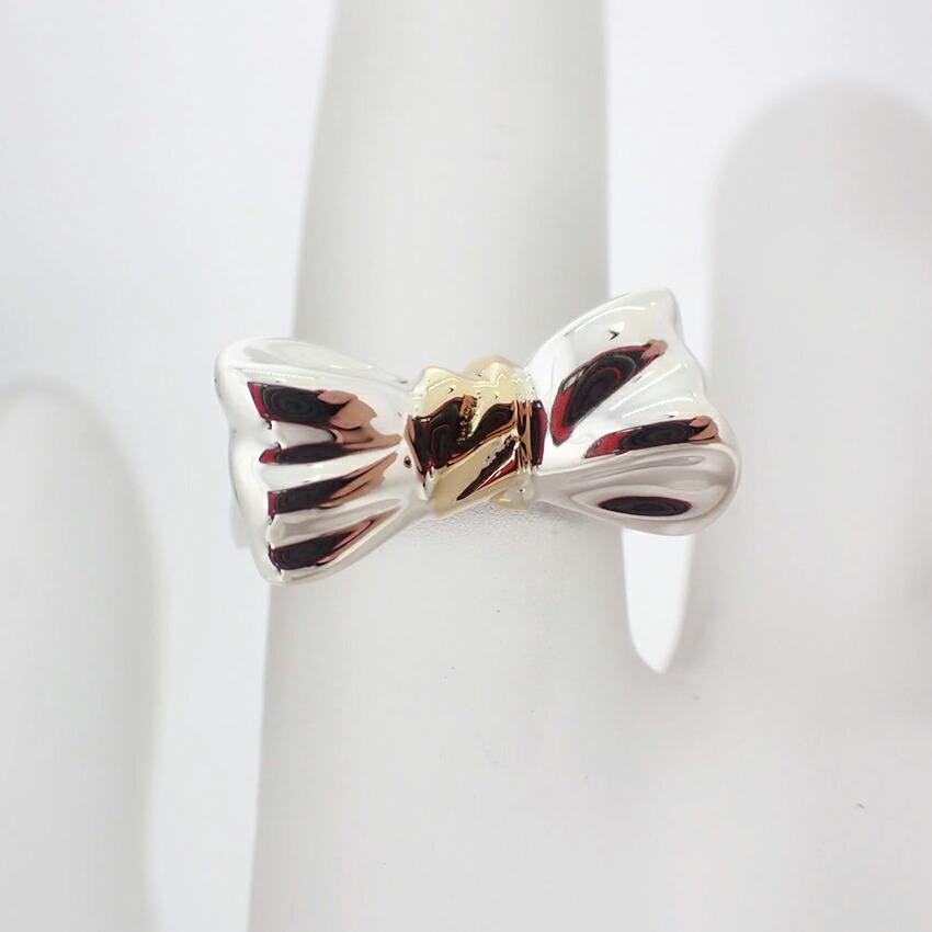 [Used] TIFFANY 925/750 ribbon ring / size 8 / g502-43