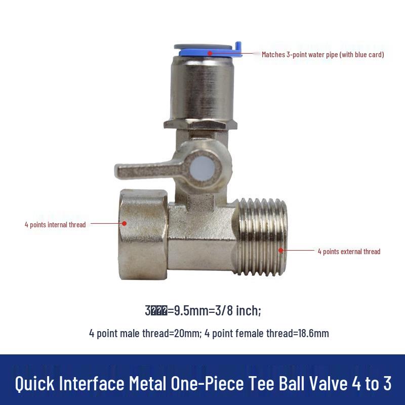 All-Copper Inlet Tee Ball Valve for Pure Water Machine (4-Point, 2-Point, 3-Point)