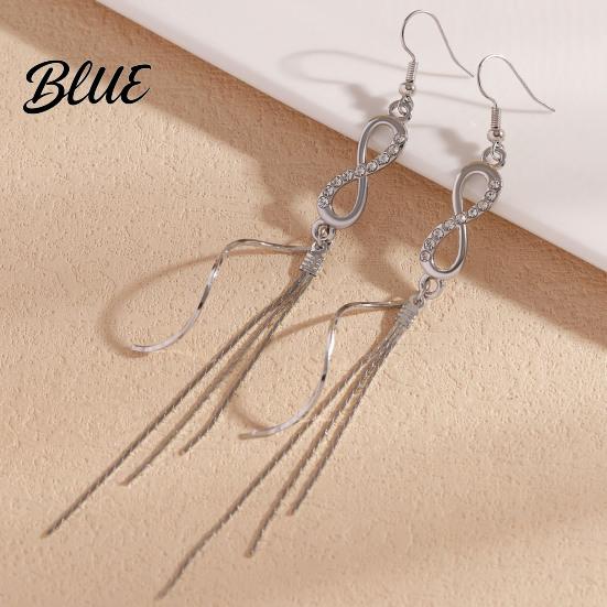 Long Earrings 1 Pair Women Infinity Symbol Tassel Drape Style