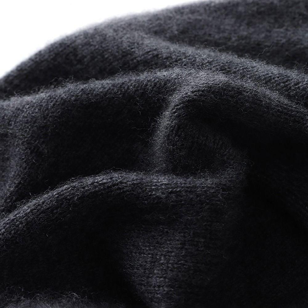 Lässige Kaschmir Kaschmir Strickmütze Einfarbige Unisex Beanie Mütze Aufgerollter Rand Ohrenschützer Mütze