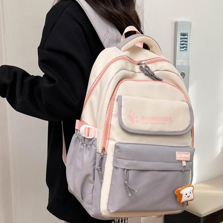 Schoolbag new large capacity ins Internet celebrity lightweight and simple versatile schoolbag college student junior high school student backpack