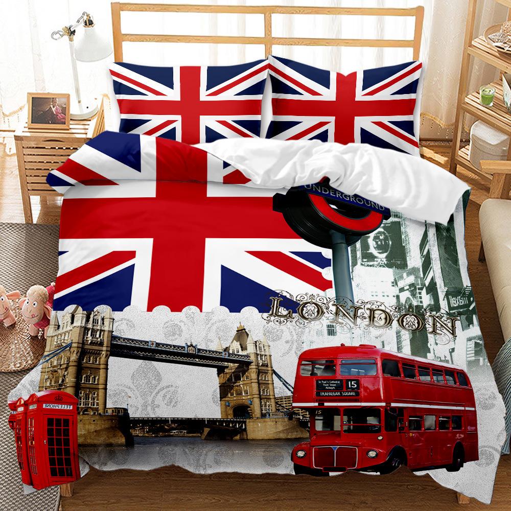 European and American construction three-piece 3D digital printing bedding quilt cover