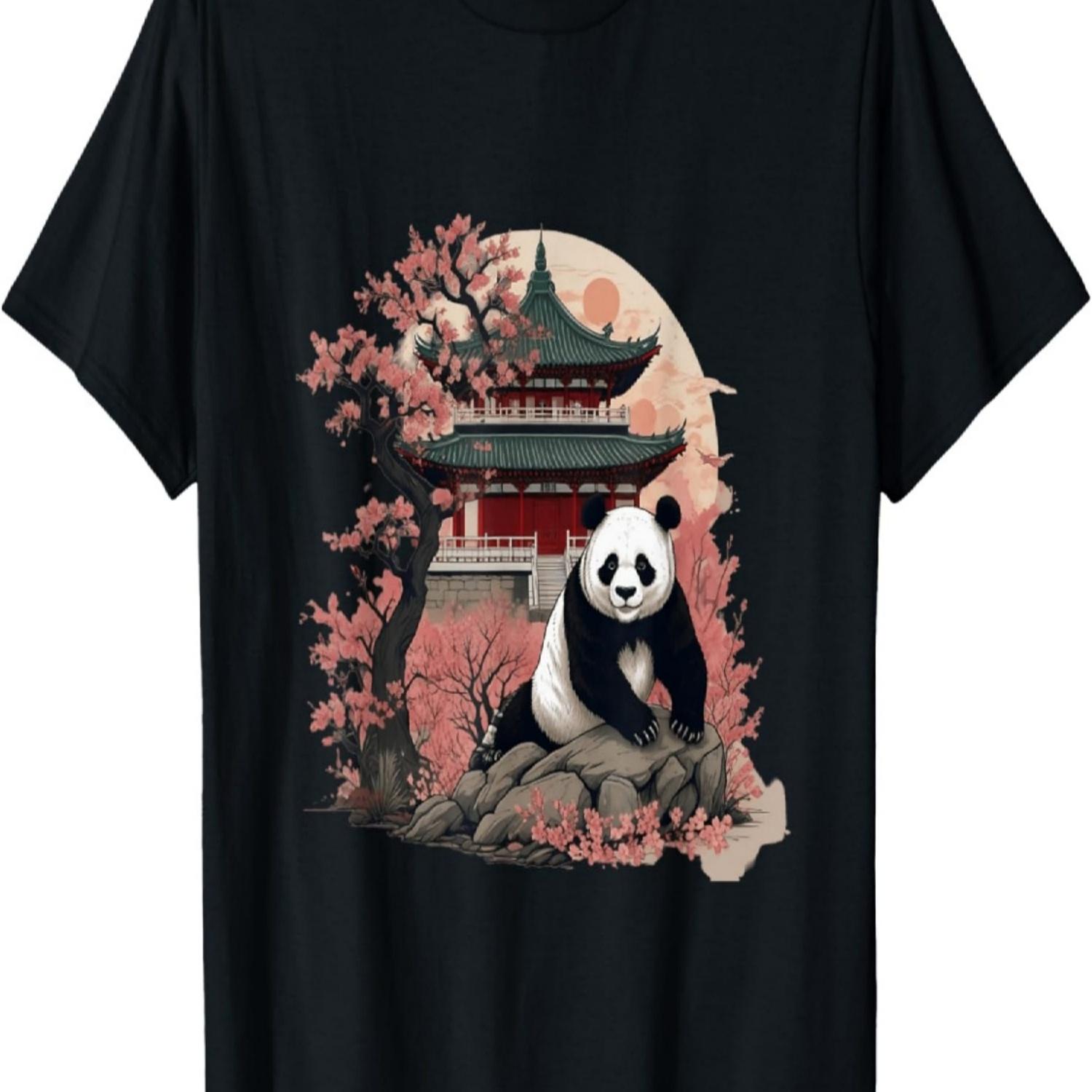 Panda Bear Makes Bamboo Cherry Blossom Yoga - Namaste Temple T-Shirt S чёрный