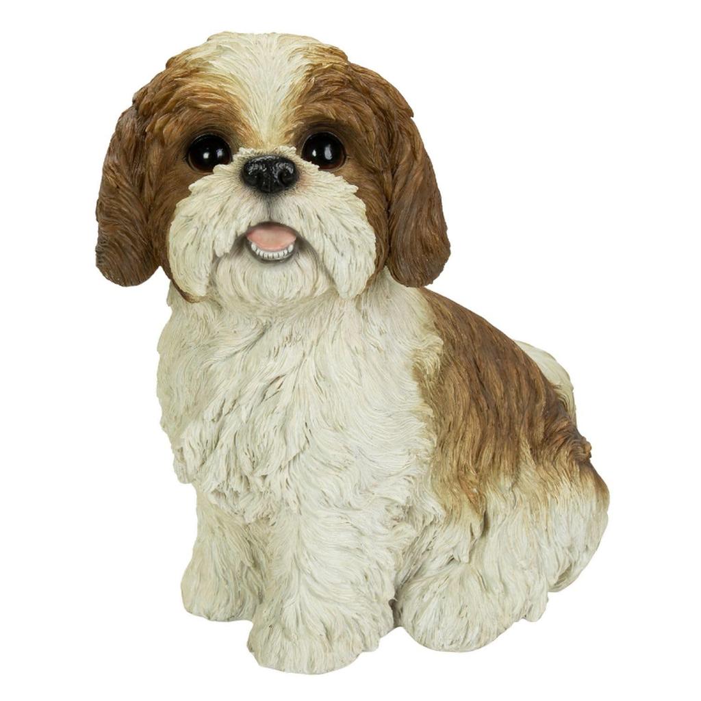 Ubia Sitting Shih Brown and White 28 x 15 x 27 Doll Animal Garden Cute H14094 Tzu, (Medium), cm, Figurine, Ornament, Decoration, Realistic, Dog,