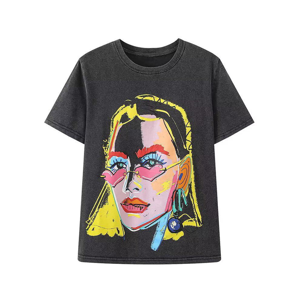 Women's 2022 Summer Fashion Printed Round Neck Short-Sleeve T-Shirt
