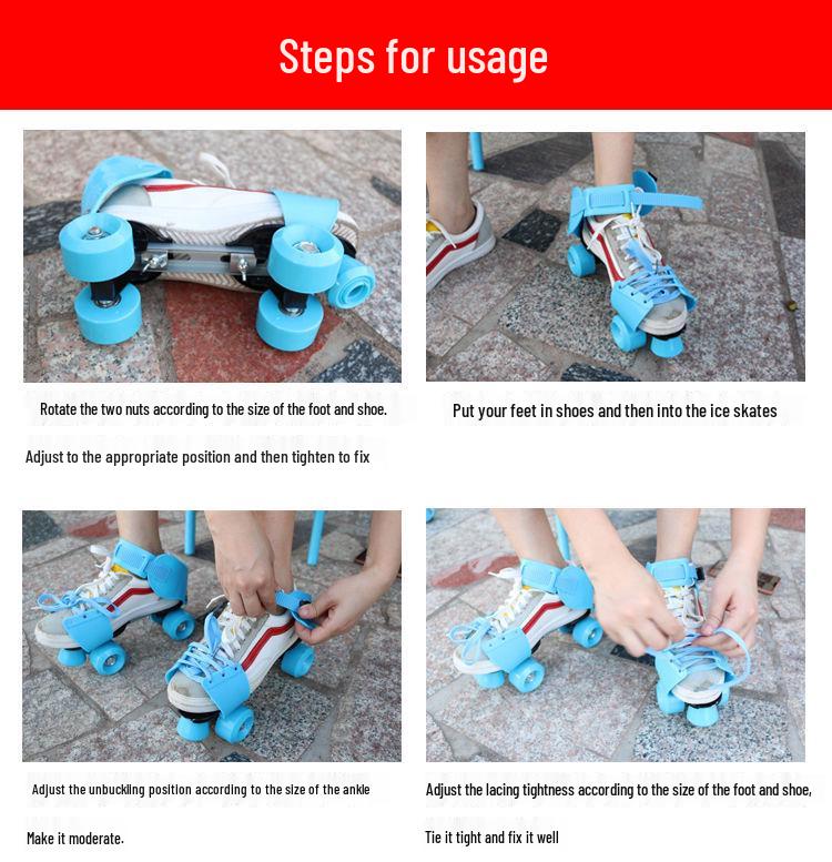 Children's Double Row Four-Wheel Roller Skates - Ice Skating Professional, Hot-Selling Cross-Border Gift 2840