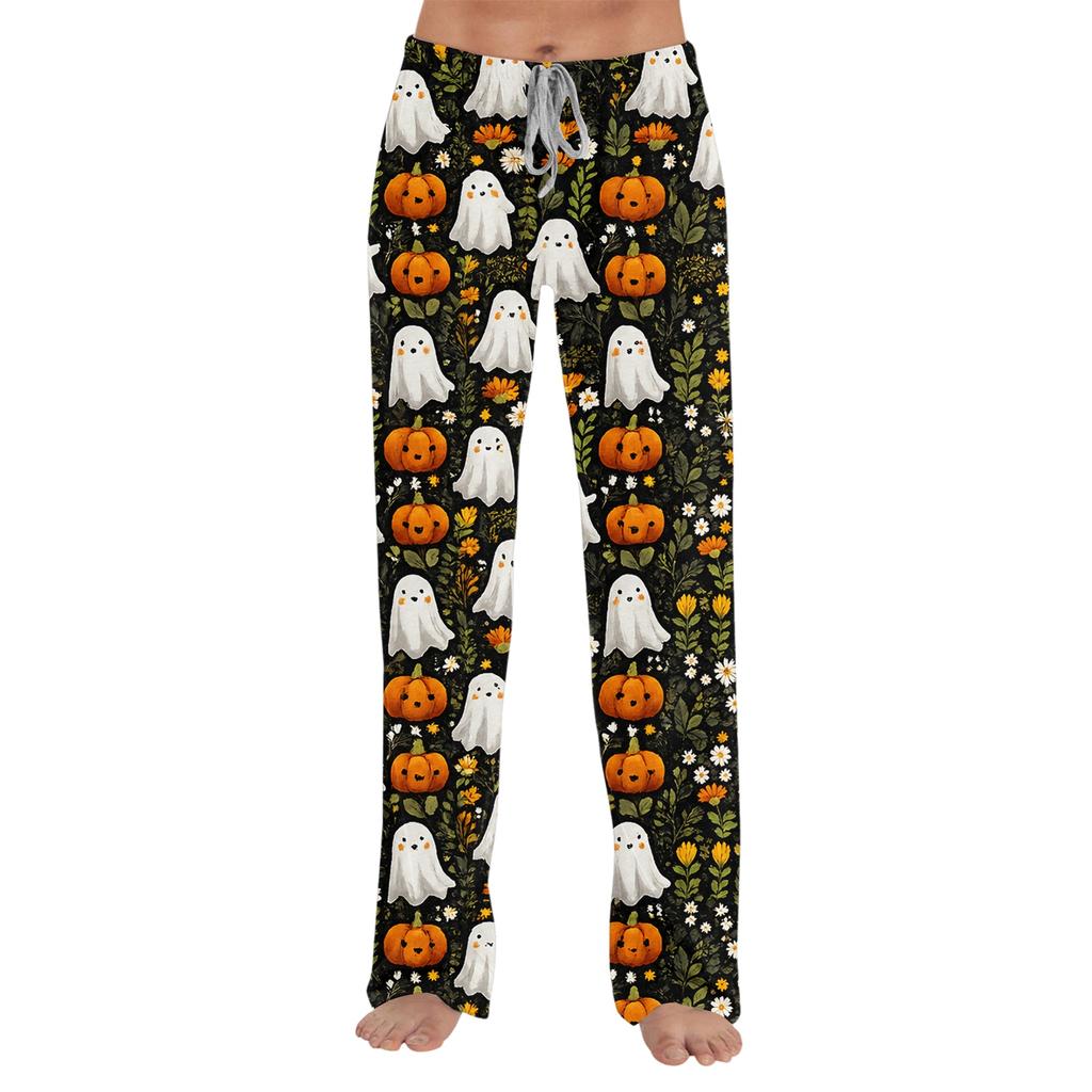 Women's Loose Fit Halloween Print Pajama Pants for and Sleep