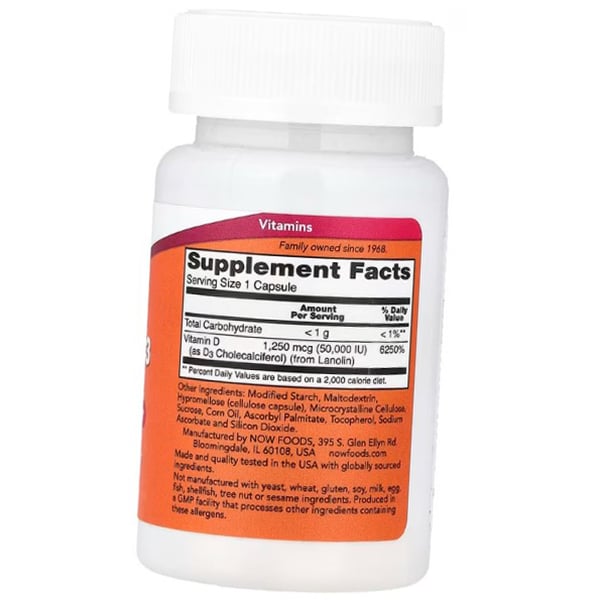 Vitamin D3 Highly Active, Vitamin D-3 50000, Now Foods 50gelcaps (36128429)