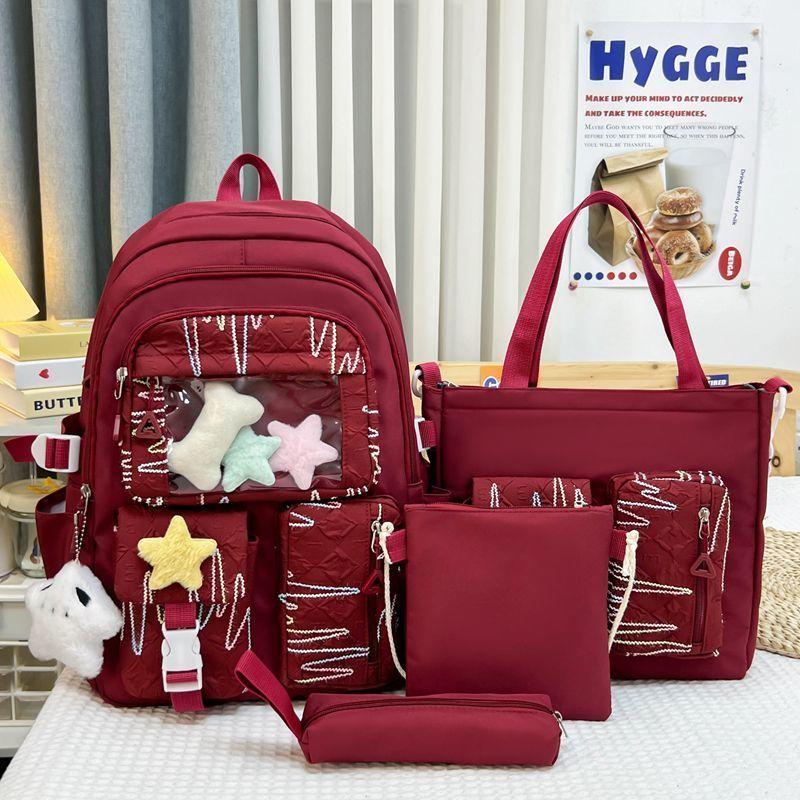 4pcs Backpack Set  Girl  Boy Cute Anti Splash Water  Elementary School Backpack Large Capacity Backpack for Junior High School Students