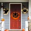 Outdoor Halloween Accessories Pumpkin Hanging Decor, Non-Woven Ghost Ornament with Light String, Spooky Holiday Decorations Door Wall Decor for