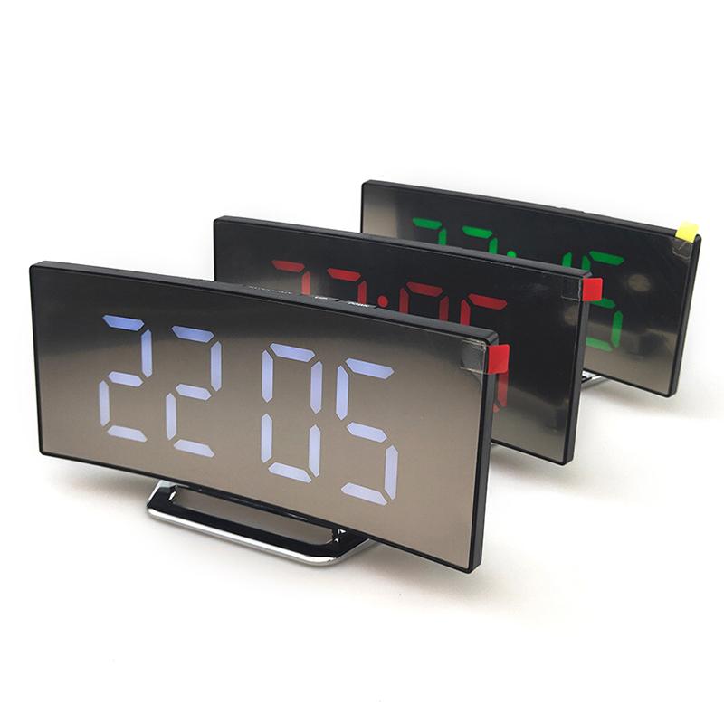 Digital Alarm Clock Curved Dimmable Led Sn Digital Clock For Kids Bedroom