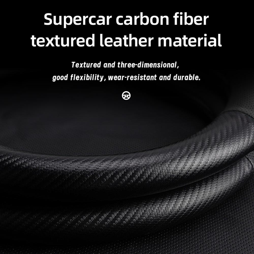 Cwnqah1 Cwmvjg1 Suitable for Mitsubishi Breathable Leather Matte Carbon Fiber Texture Steering Wheel Cover, Suitable for Outlander Phev Sport Eclipse