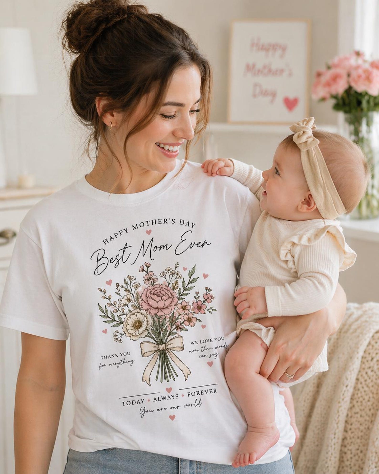 Best Mom Ever Shirt, Mothers Day Gift for Mom, Floral Mom Shirt, Gift for New Mom, Mama Shirt, Mommy Tee, Birthday Gift for Mom, Cute Mother 4XL