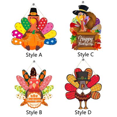 5x Thanksgiving Turkey Door Sign Fall Door Hanger Front Door Harvest Door Hanging Sign Plaque for Wall Tree Housewarming Home