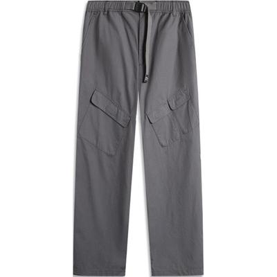 Li Ning Sports Lifestyle Series Solid Color Loose Mid Waist Straight Leg Sports Pants Men Bottoms Smoke-Gray AKXU531-6