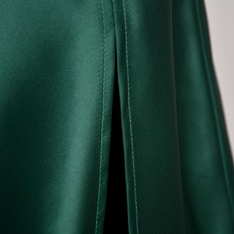High Waist Satin Solid Color Split Long Bustier Skirt