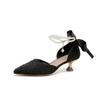 Pearl Chain High-heeled Sandals 2025 Summer New Pointed High-heeled Shoes Fairy Wind Hollow Ribbon Stiletto Single Shoes Women
