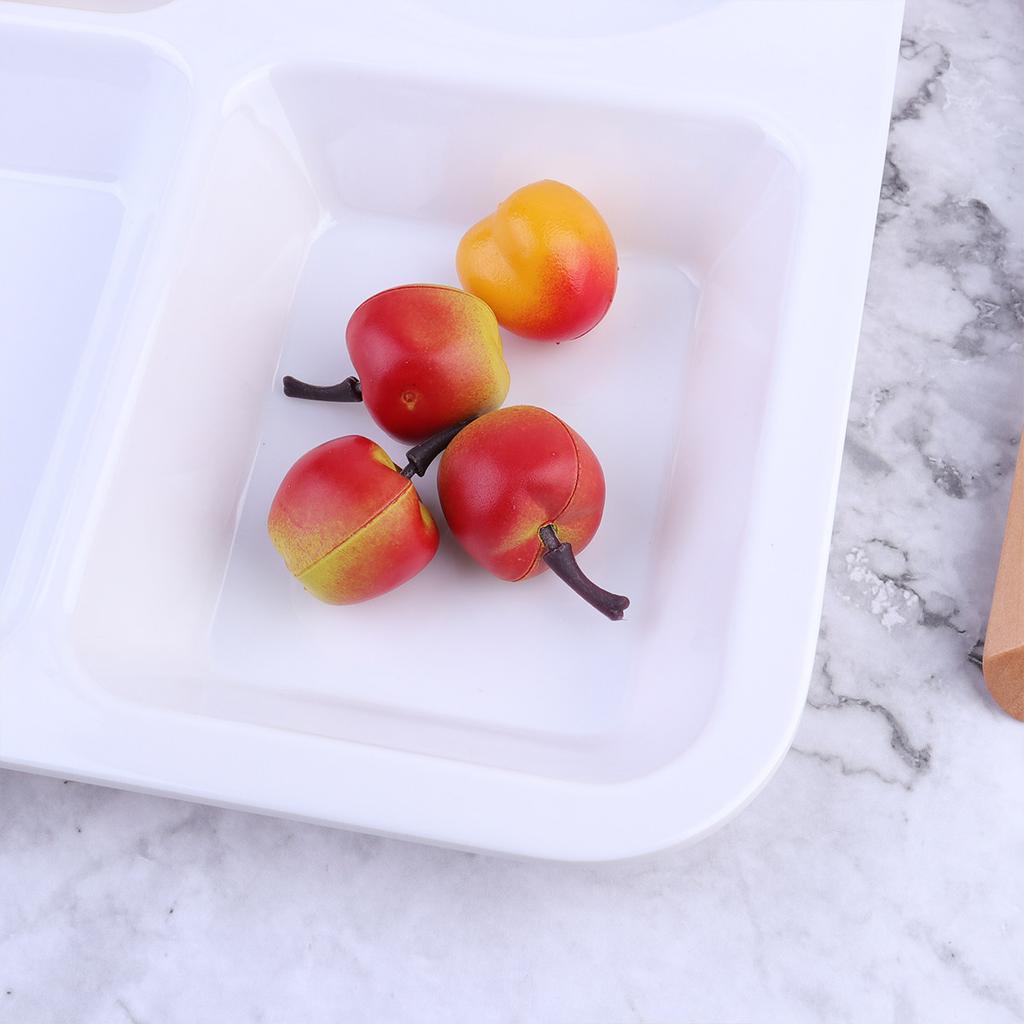 Anti-Fall Plastic Separating Dish Divided Compartments Plate for Fruits Steak Breakfast Family Restaurant Dessert Shop White