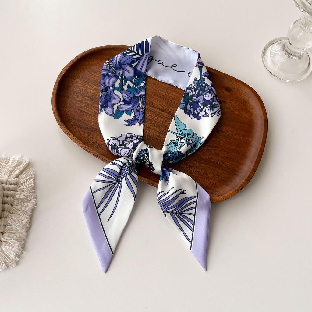Wind Small Streamer Long Scarf Ribbon Tie Bag Versatile Decorative Headband Printed Scarf with Hand Scarf